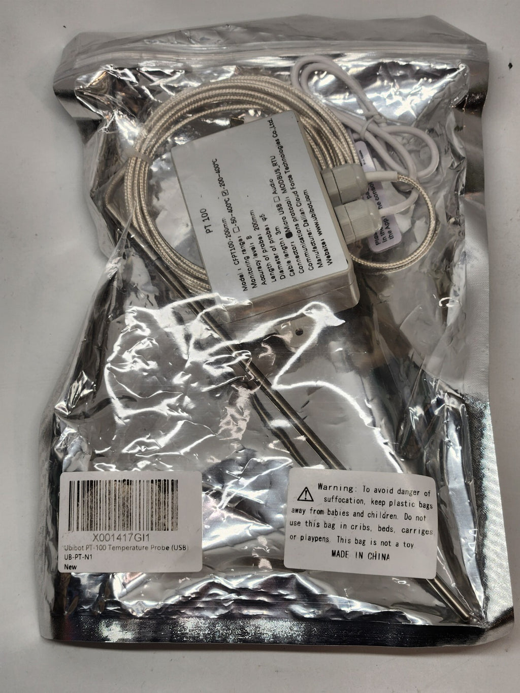 PT-100 CFPT100-200mm Industrial Grade Temperature Probe USB -200~400C MODBUS_RTU