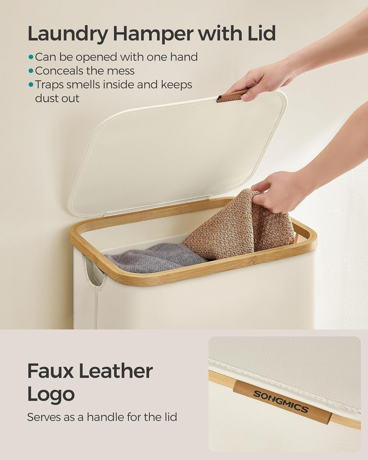 Laundry Basket with Lid Large 90L Laundry Hamper 90L Removable Mesh Liner