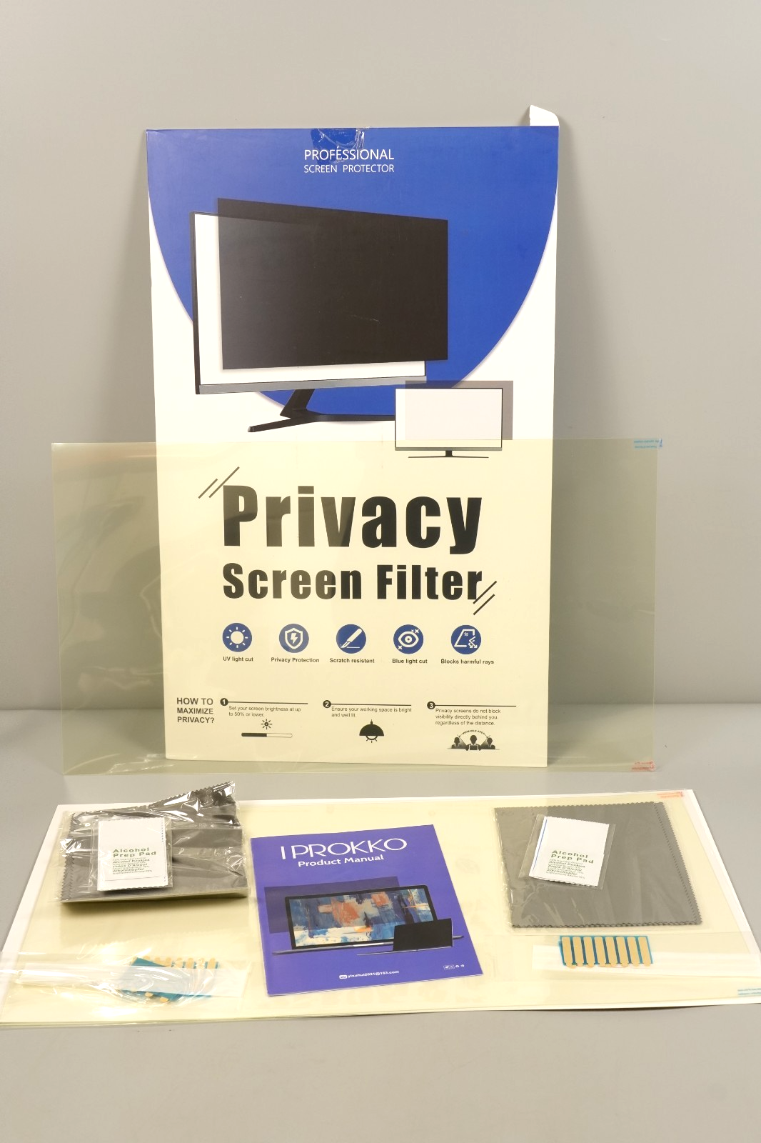 2x24in Privacy Screen Protector Anti Glare UV Blue Light PC Computer Monitor16:9