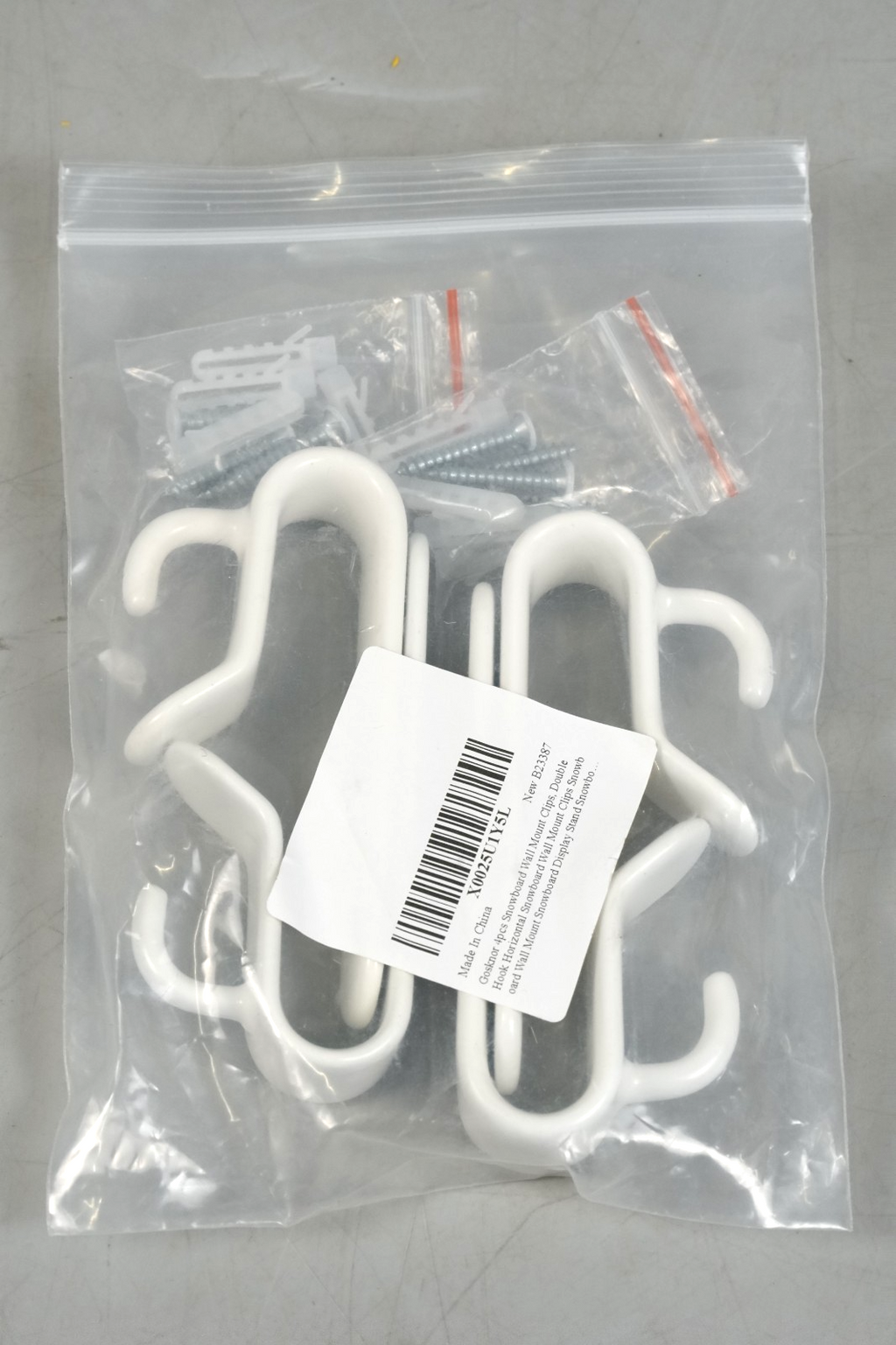 4pcs Snowboard Wall Mount Clips Double Rack Horizontal Ski Mount Clips Skateboar
