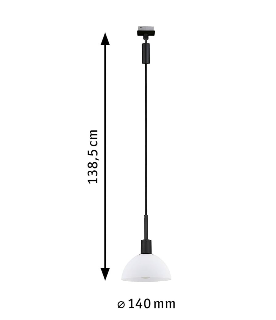 Paulmann URail Sarrasani Pendant Light E14 Black Matt Opal Glass