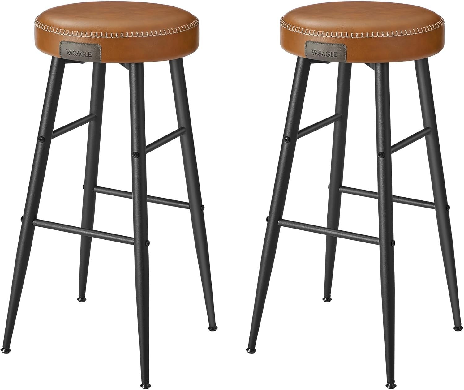 Breakfast Kitchen Bar Stools Counter 76.2cm Stitched Synthetic Leather Brown