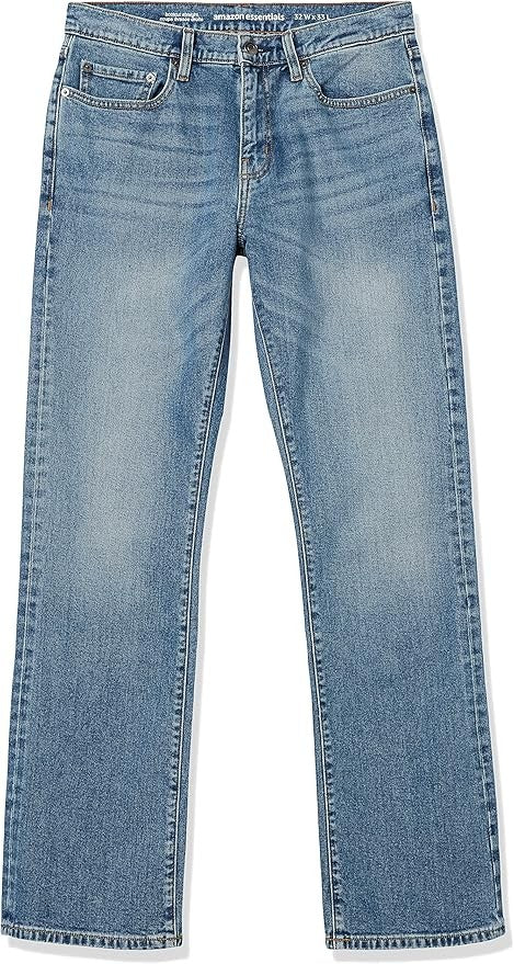 34W33L Men's Straight-Fit Bootcut Jeans - Light Wash - Amazon Essentials