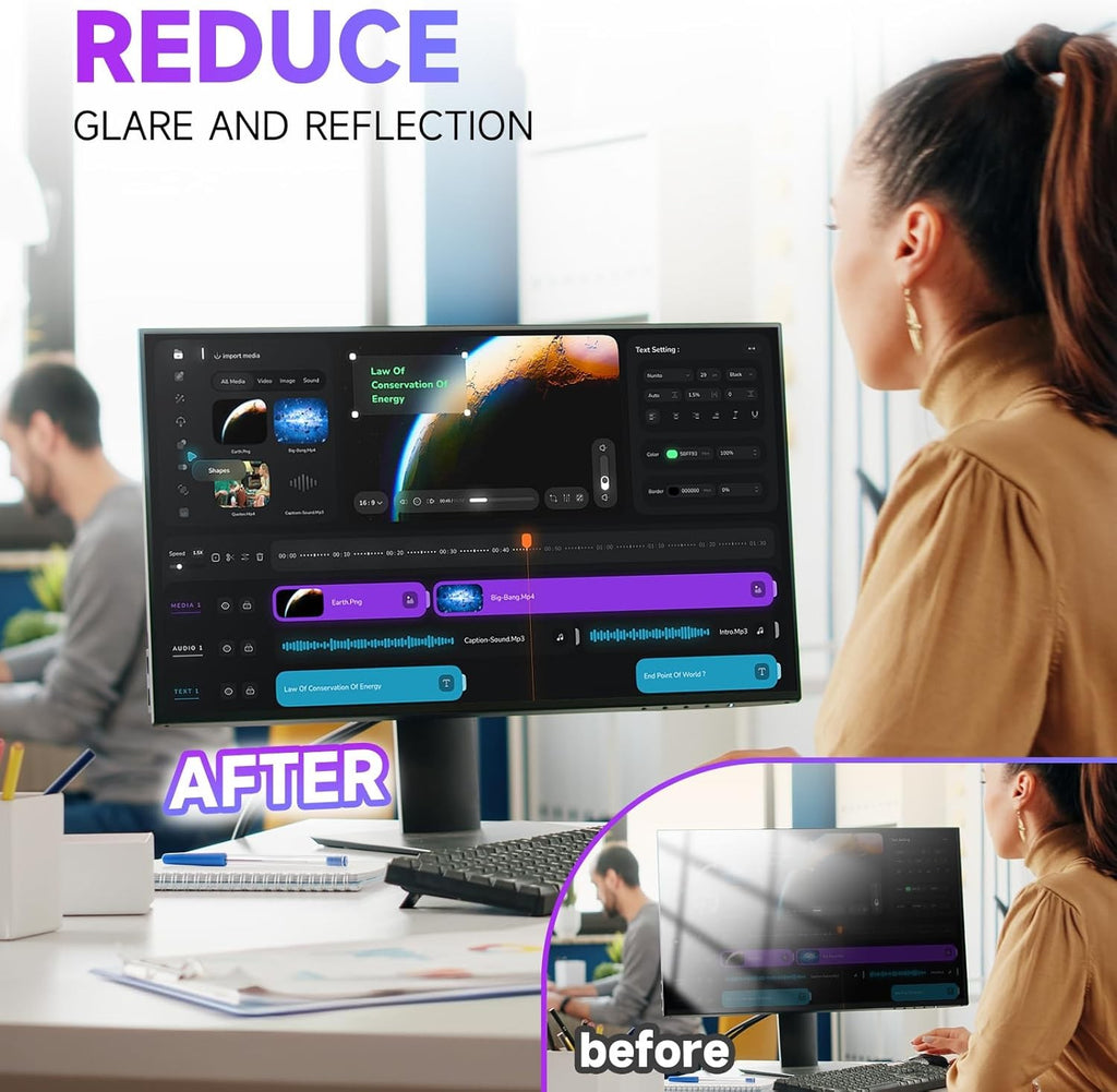 2x24in Privacy Screen Protector Anti Glare UV Blue Light PC Computer Monitor16:9