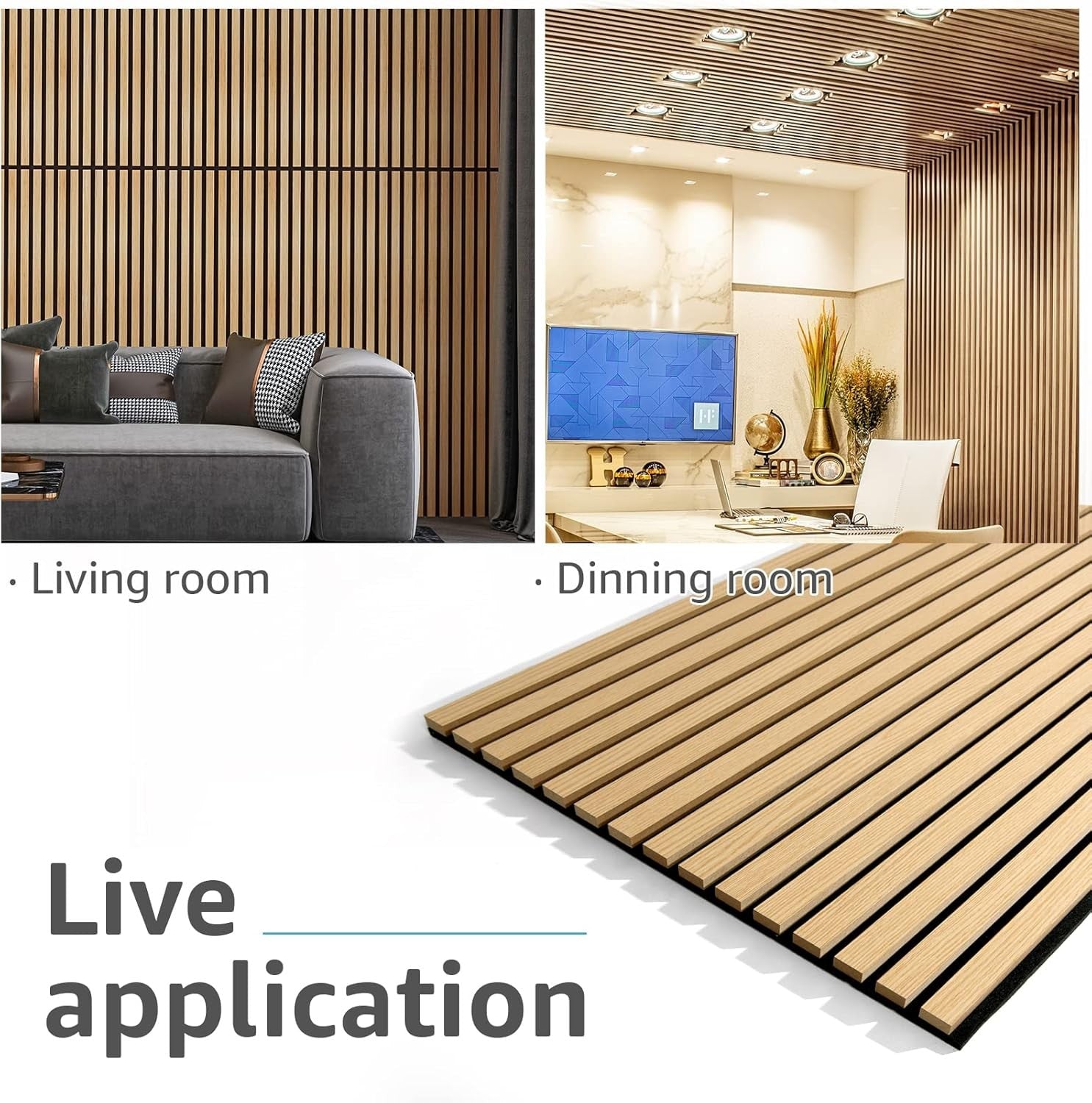 2 Wood Slat Acoustic Panels for Wall and Ceiling - 3D Fluted Sound Absorbing Pan