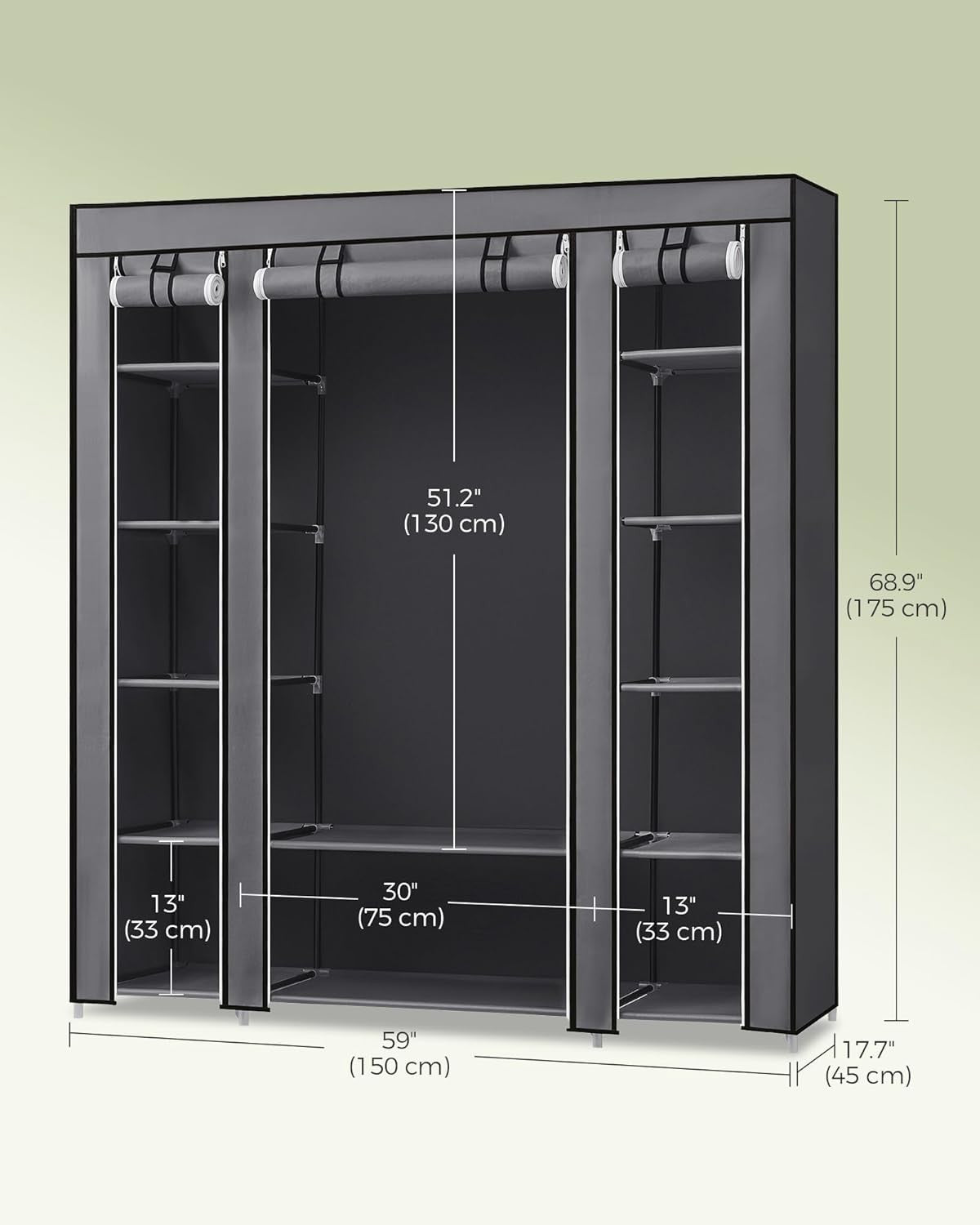 Fabric Wardrobe Portable Wardrobe Clothes Storage Organiser 45x150 175cm