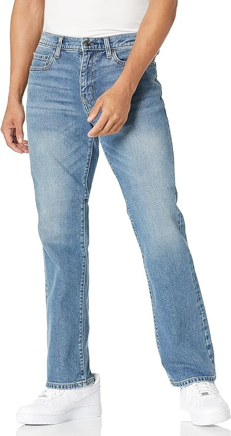 34W33L Men's Straight-Fit Bootcut Jeans - Light Wash - Amazon Essentials