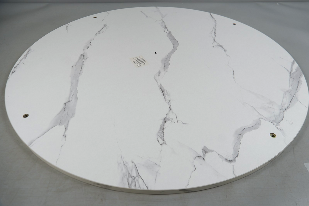 Coffee Table Marble Style Living Room Table Tempered Glass Modern Black Frame