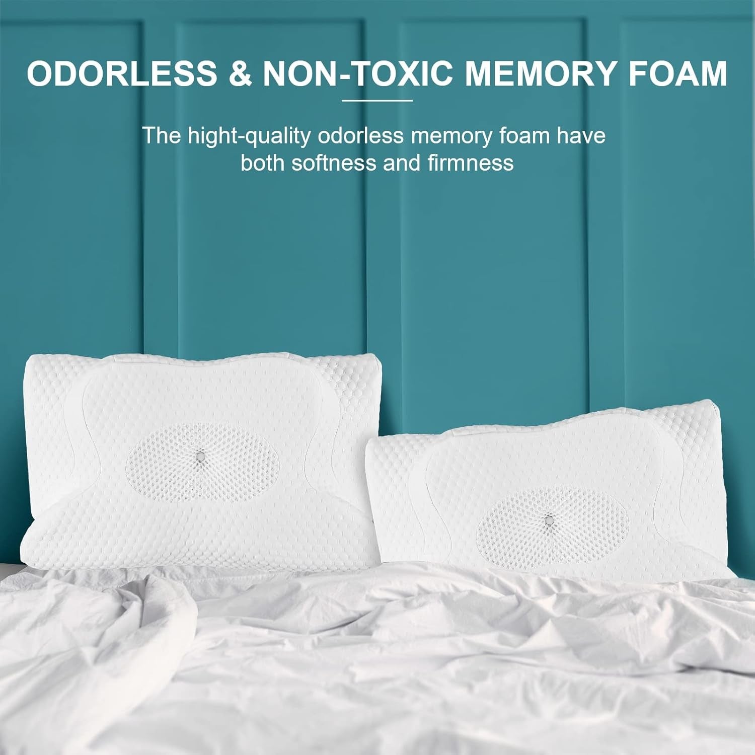 Cervical Memory Foam Pillow for Neck Pain Relief, 2 in 1 Orthopedic Sleeping...