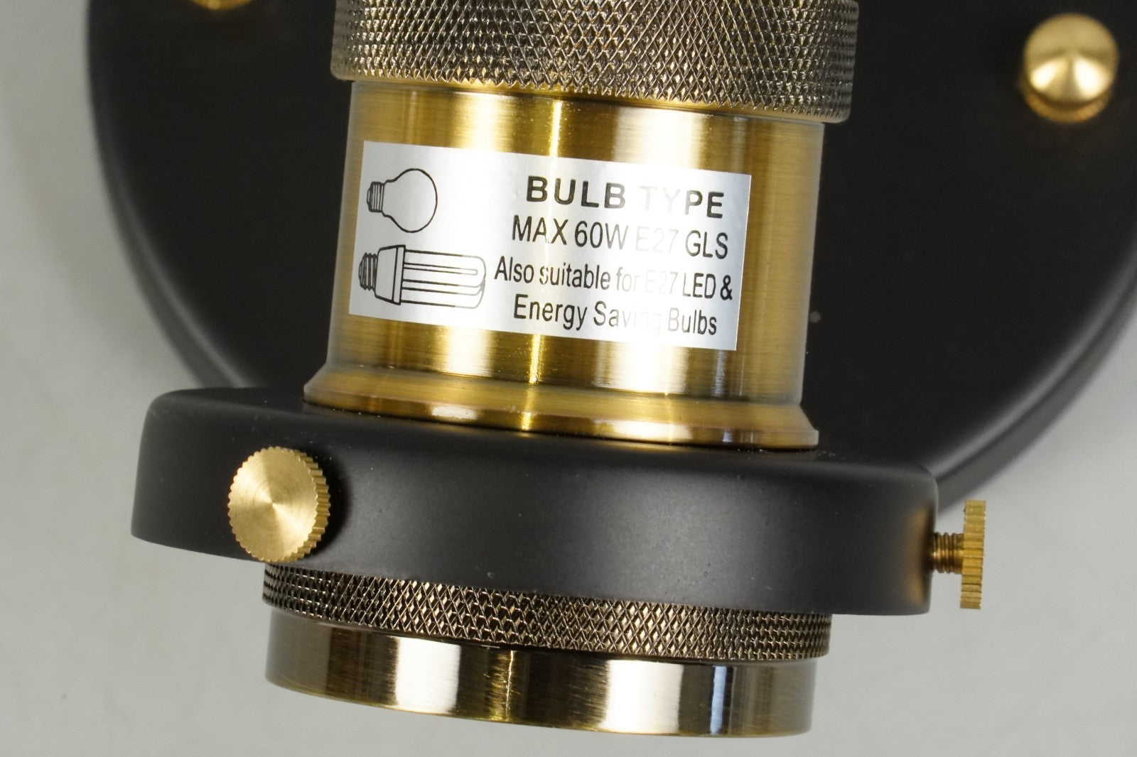 Wall Light Sconce Fitting with Clear Glass Globe Black and Gold Industrial