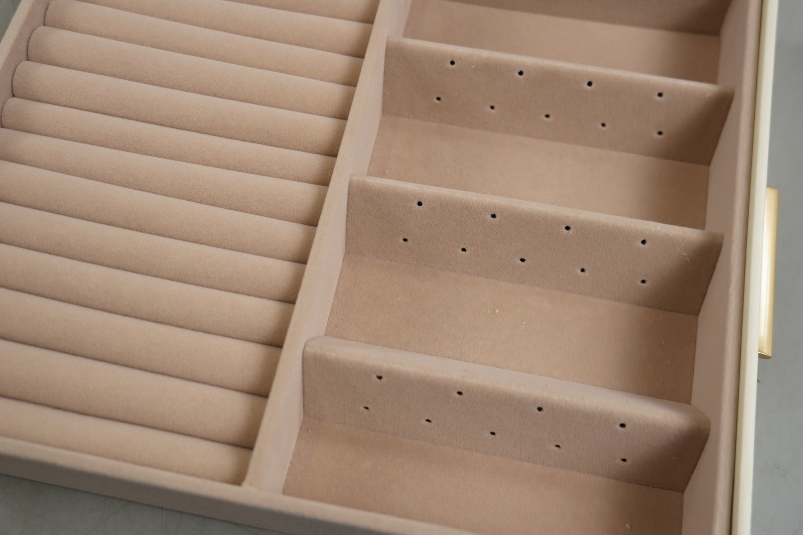 Jewellery Box with Glass Window 5-Layer Jewellery Organiser Gold Cream