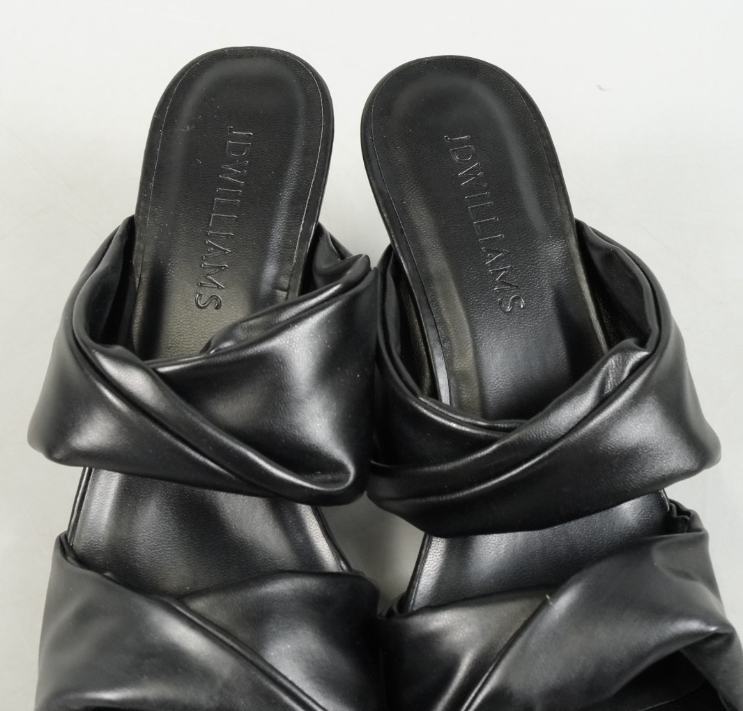 UK 6 Black Two Bar Mule Heels Wide Fit (E) JD Williams Slip-On Heels EU 39