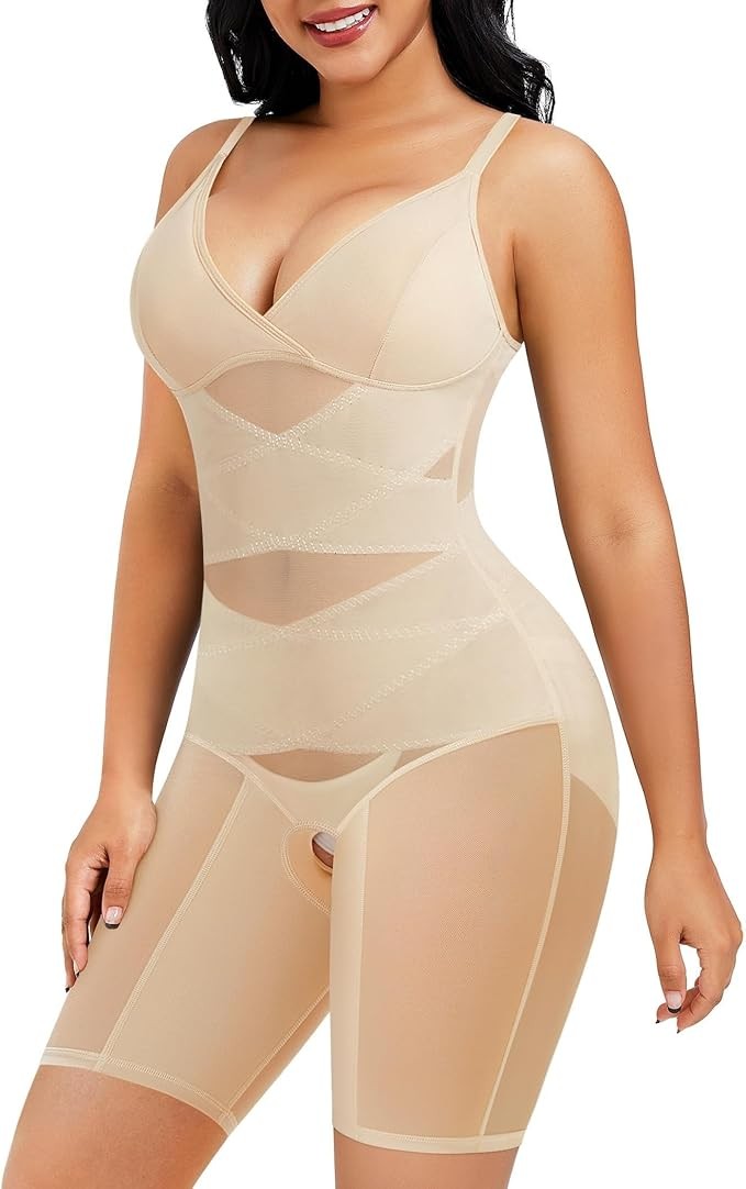 Women Shapewear Bodysuit Shaper V Neck Butt Lifter Full Body Tummy Control MEDIU