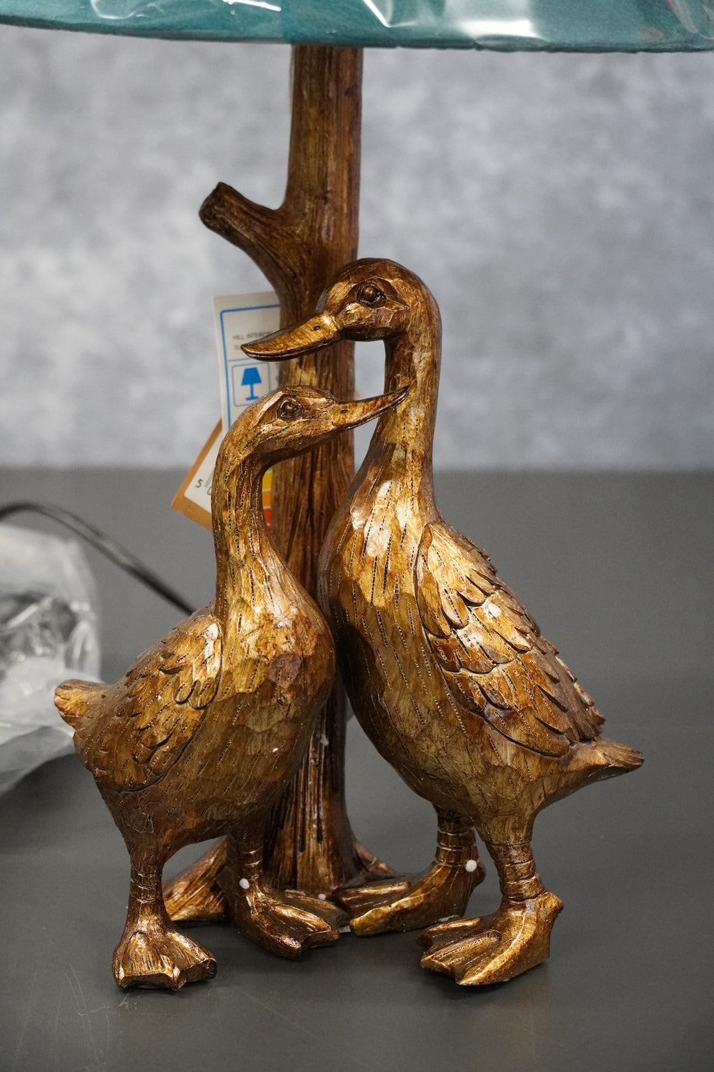 Gold Pair Of Ducks Table Lamps With Velvet Shade Hill Interiors
