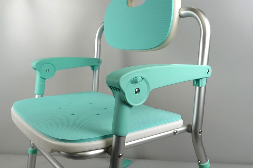 Folding Shower Chair 5-Level Adjustable, Non-Slip Feet, Lightweight & Durable