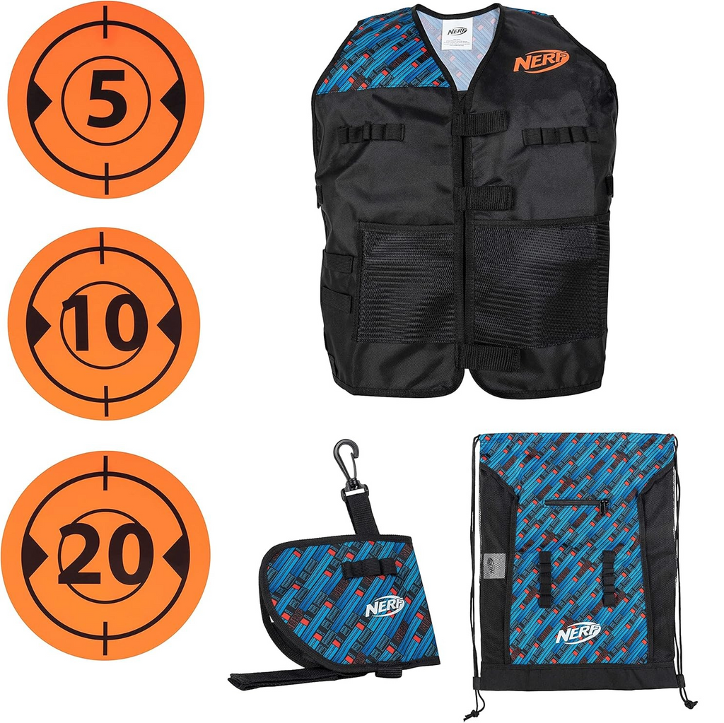 Nerf Tactical Gear Pack Deluxe Set Vest Hip-Holster Backpack Targets