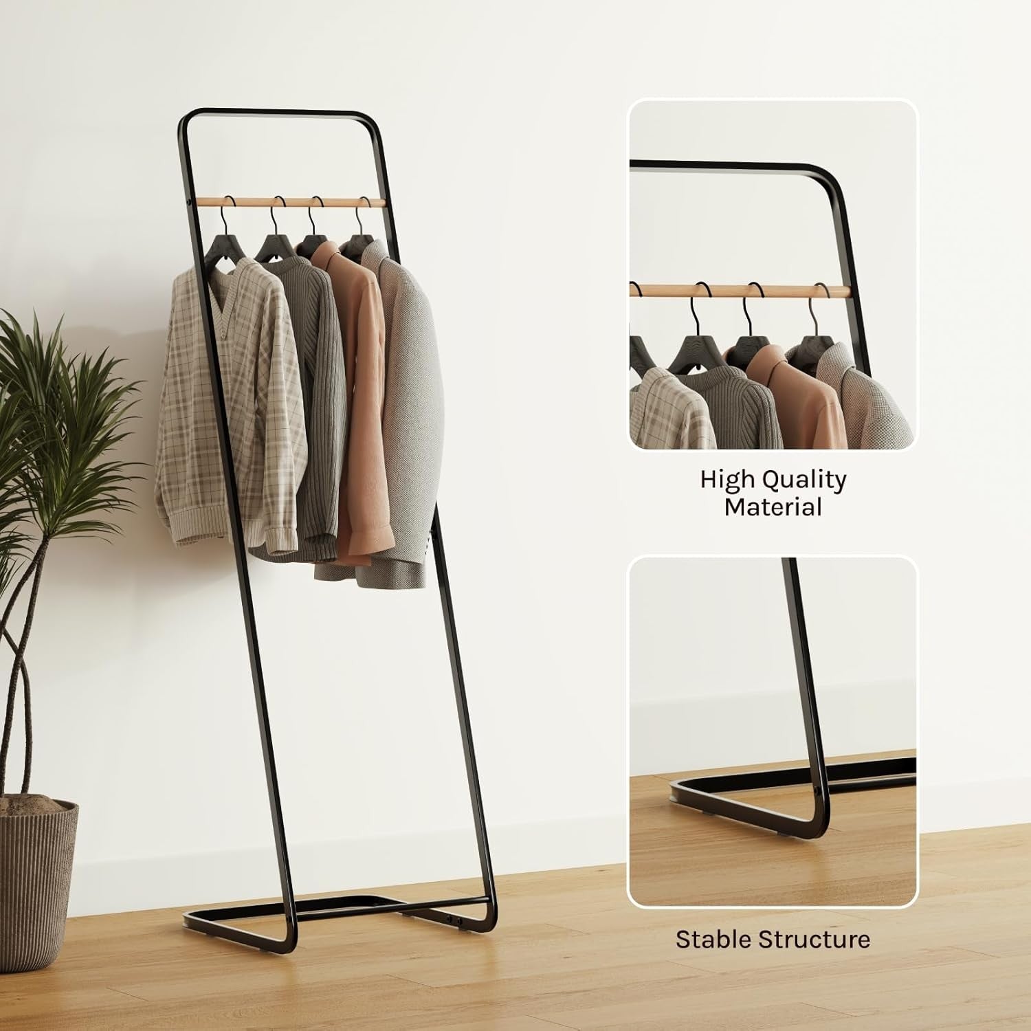 Free Standing Coat Rack Clothes Stand Metal Clothes Hanging Rail