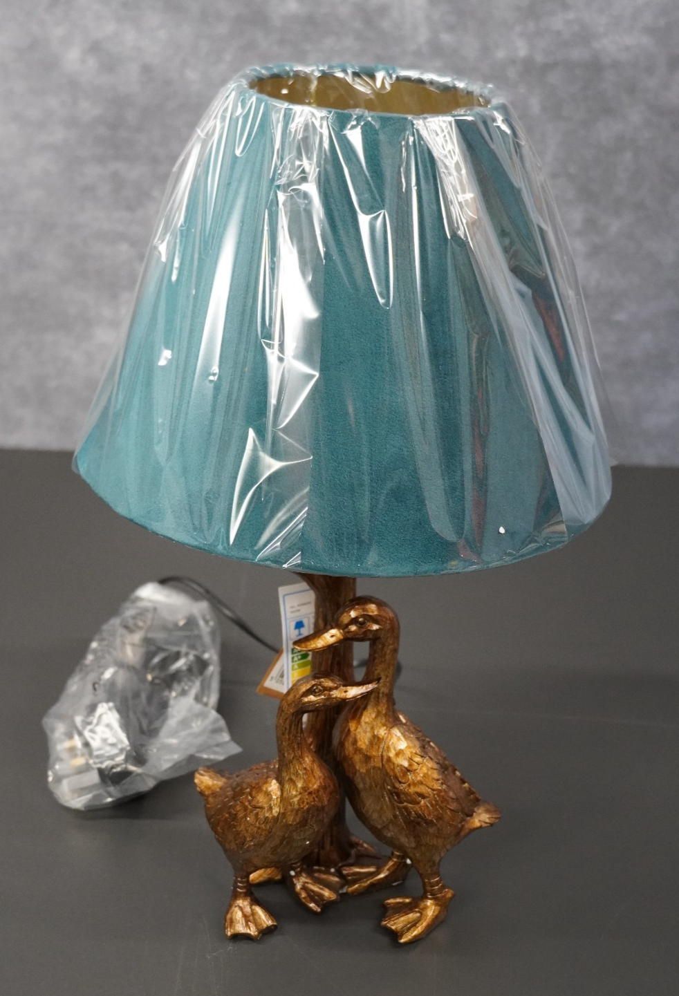 Gold Pair Of Ducks Table Lamps With Velvet Shade Hill Interiors