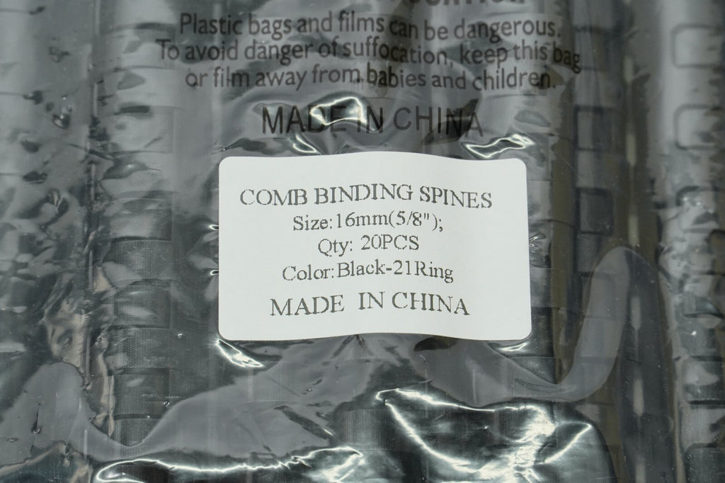 Black Plastic Binding Combs A4 21 Ring 90-145 Sheet, 12 14 16 18 mm, 80 pcs