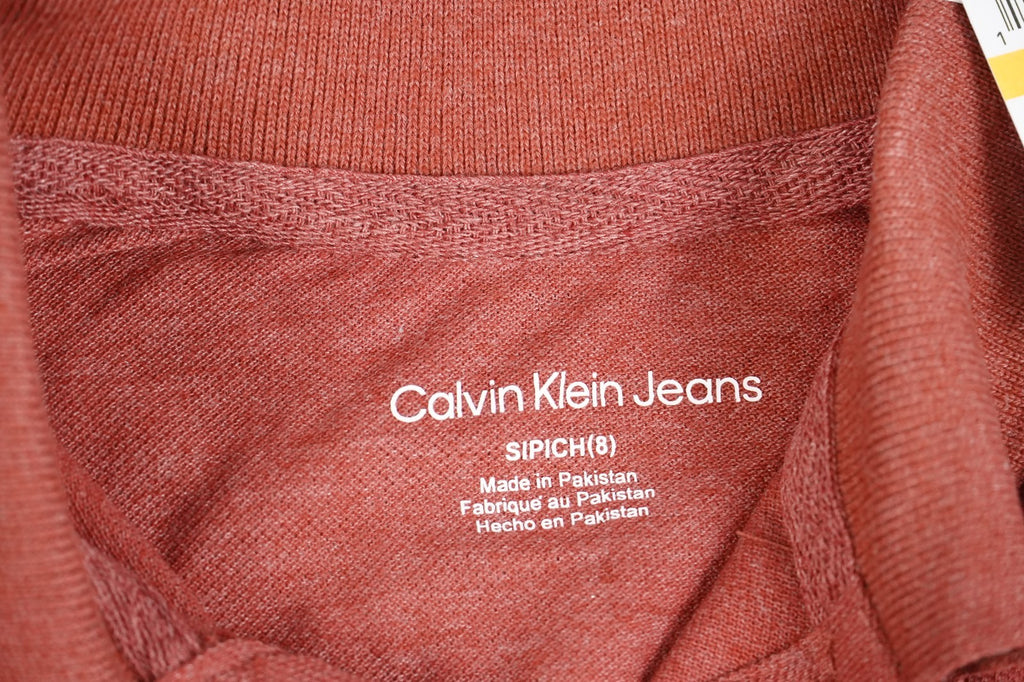 Calvin Klein Kids Polo T-Shirt Burgundy Red Size S (7–8 Years) Short Sleeve