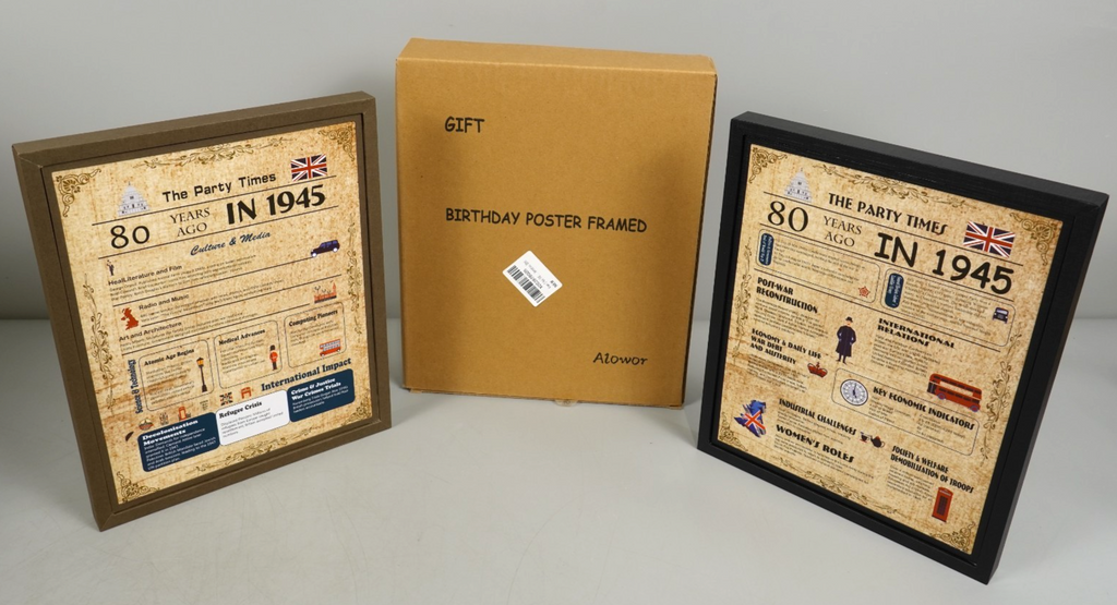 1945 Birthday Framed Poster – “The Party Times” 80 Years Ago Print Man Cave Sign