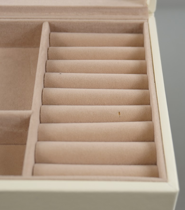 Jewellery Box with Glass Window 5-Layer Jewellery Organiser Gold Cream