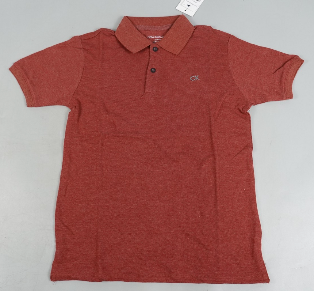 Calvin Klein Kids Polo T-Shirt Burgundy Red Size M (10–12 Years) Short Sleeve