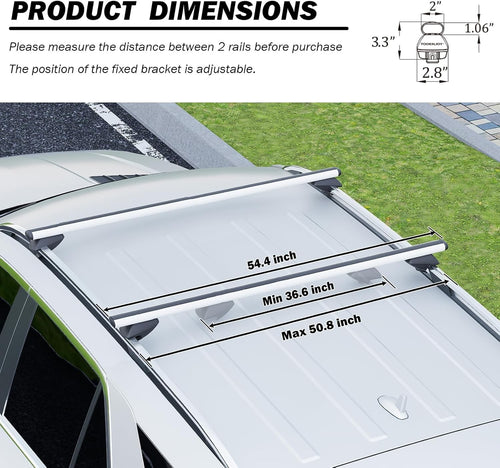 135cm Roof Rack Cross Bars, Adjustable Aluminum Roof Bars, Fits Most Existing Ra