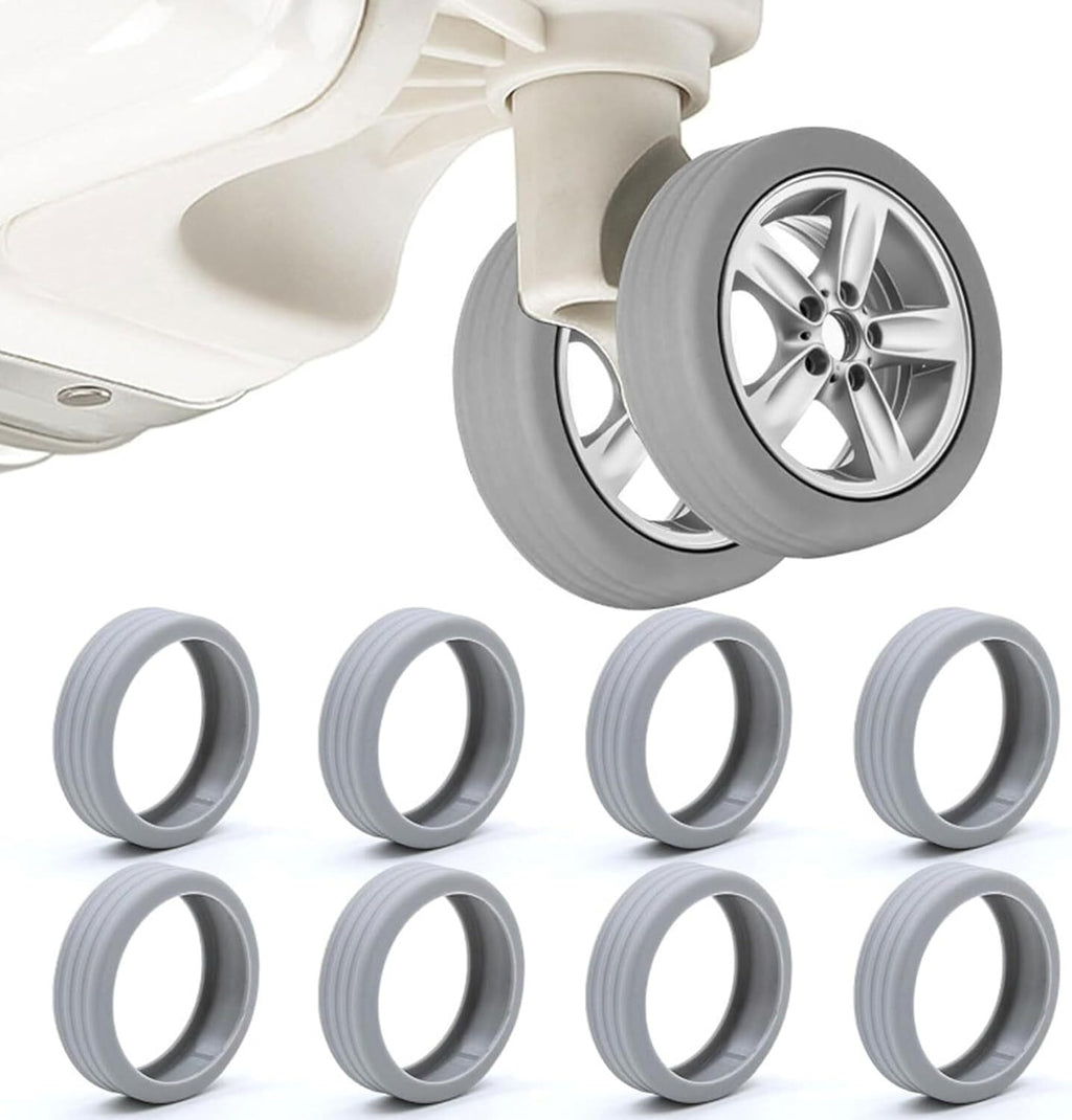 Luggage Wheels Covers Rollers Silicon Protection Noise-reducing Grey 8 pcs