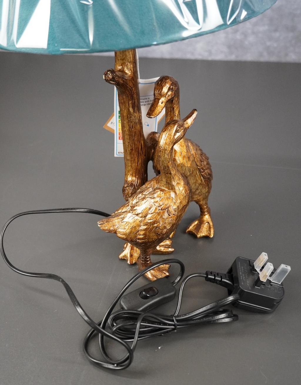 Gold Pair Of Ducks Table Lamps With Velvet Shade Hill Interiors