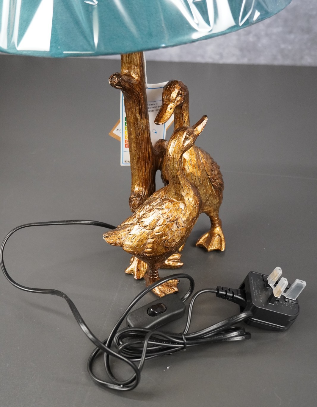 Gold Pair Of Ducks Table Lamps With Velvet Shade Hill Interiors