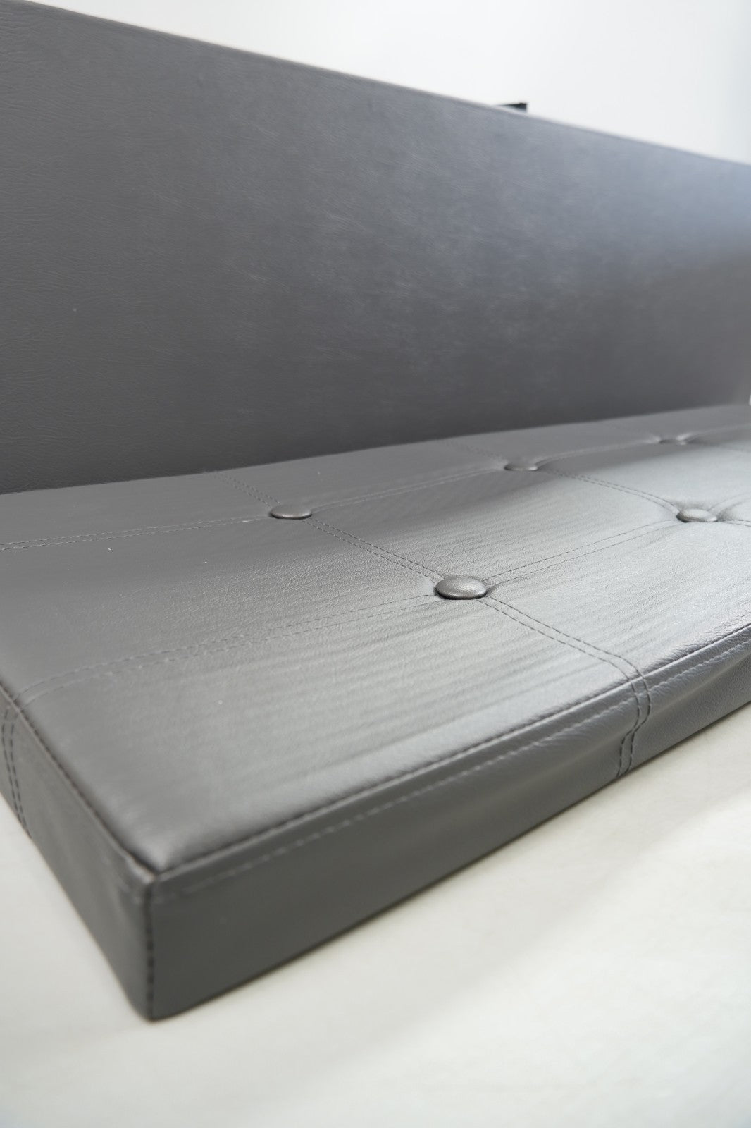 Storage Ottoman Bench 110cm Foot Rest Stool Storage Bench Leather Slate Grey