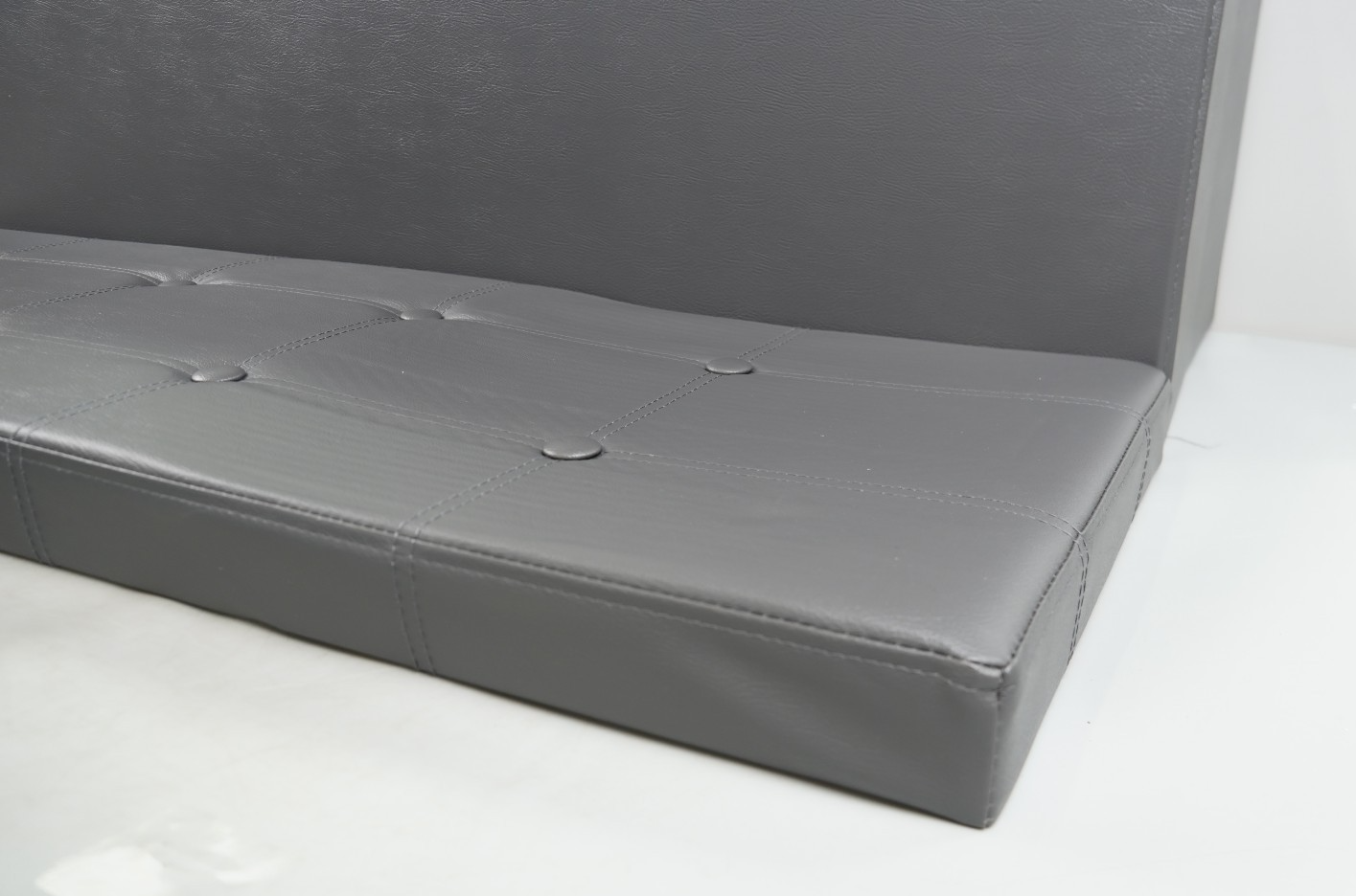 Storage Ottoman Bench 110cm Foot Rest Stool Storage Bench Leather Slate Grey