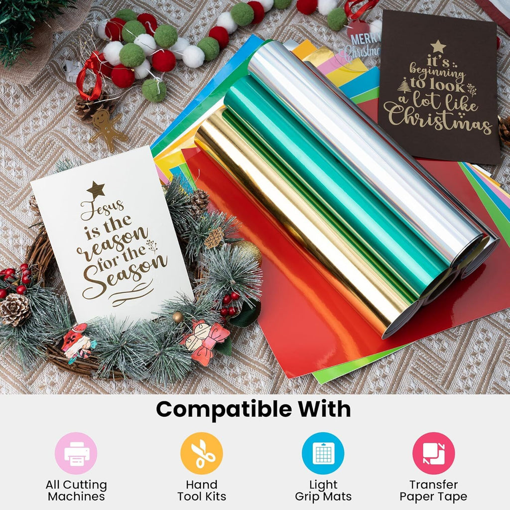 Glossy Black Vinyl Self-adhesive 12" x 10ft x 2pcs for Cricut / Cutterplotters