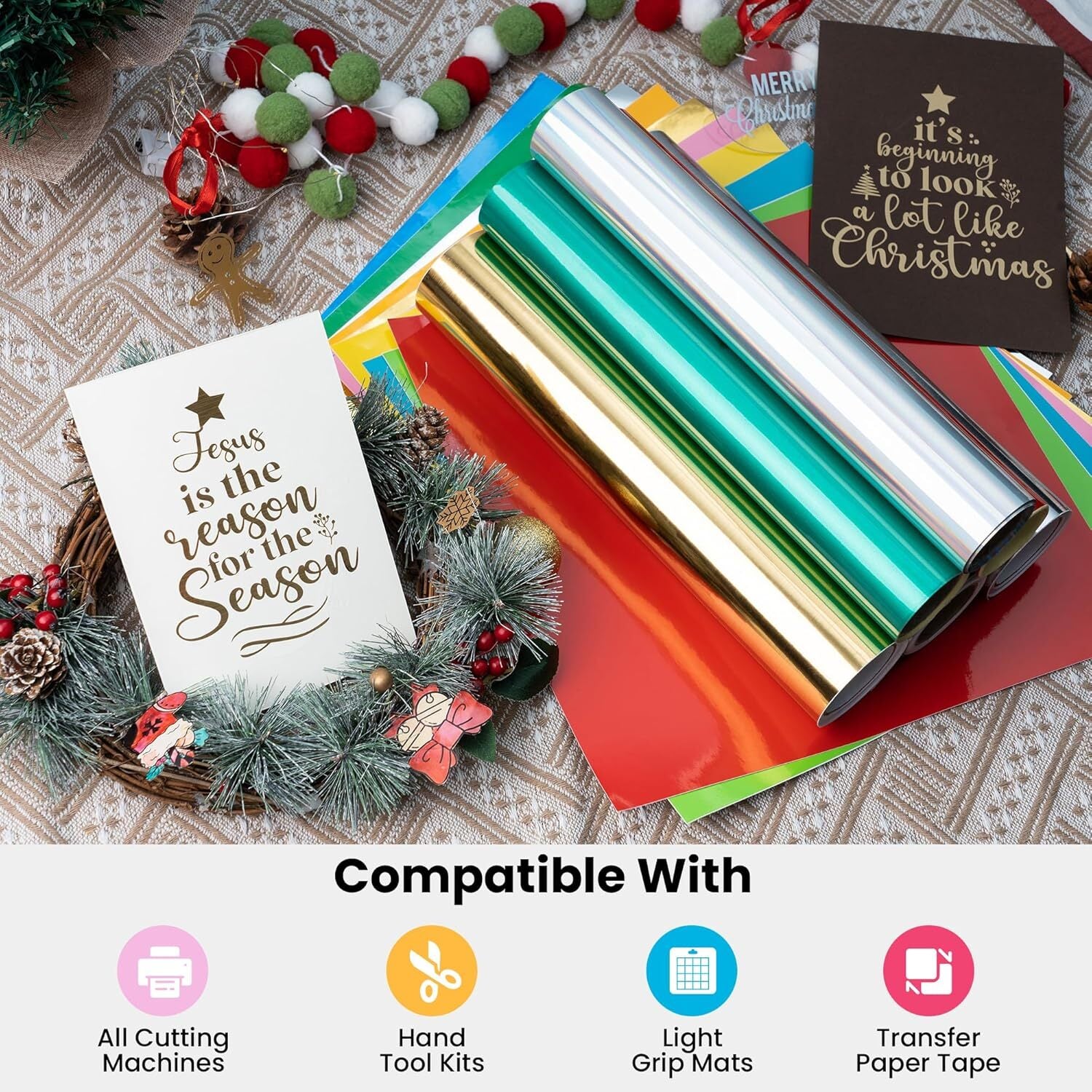 Glossy Black Vinyl Self-adhesive 12" x 10ft x 2pcs for Cricut / Cutterplotters