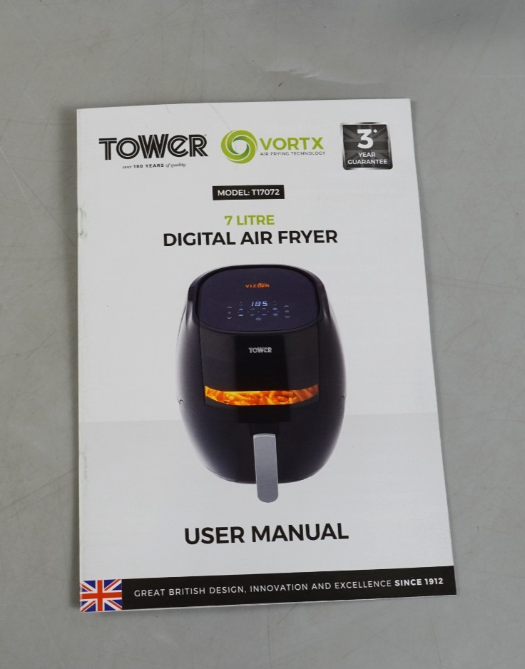 Tower T17072 Vortx Vizion Digital Air Fryer with Rapid Air Circulation 7L 1800W