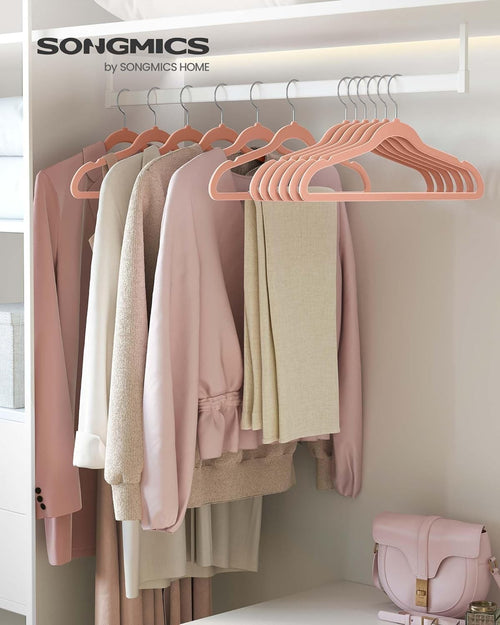 25 Velvet Coat Hangers 41.5 cm Wide Space-Saving 360° Swivel Light Pink