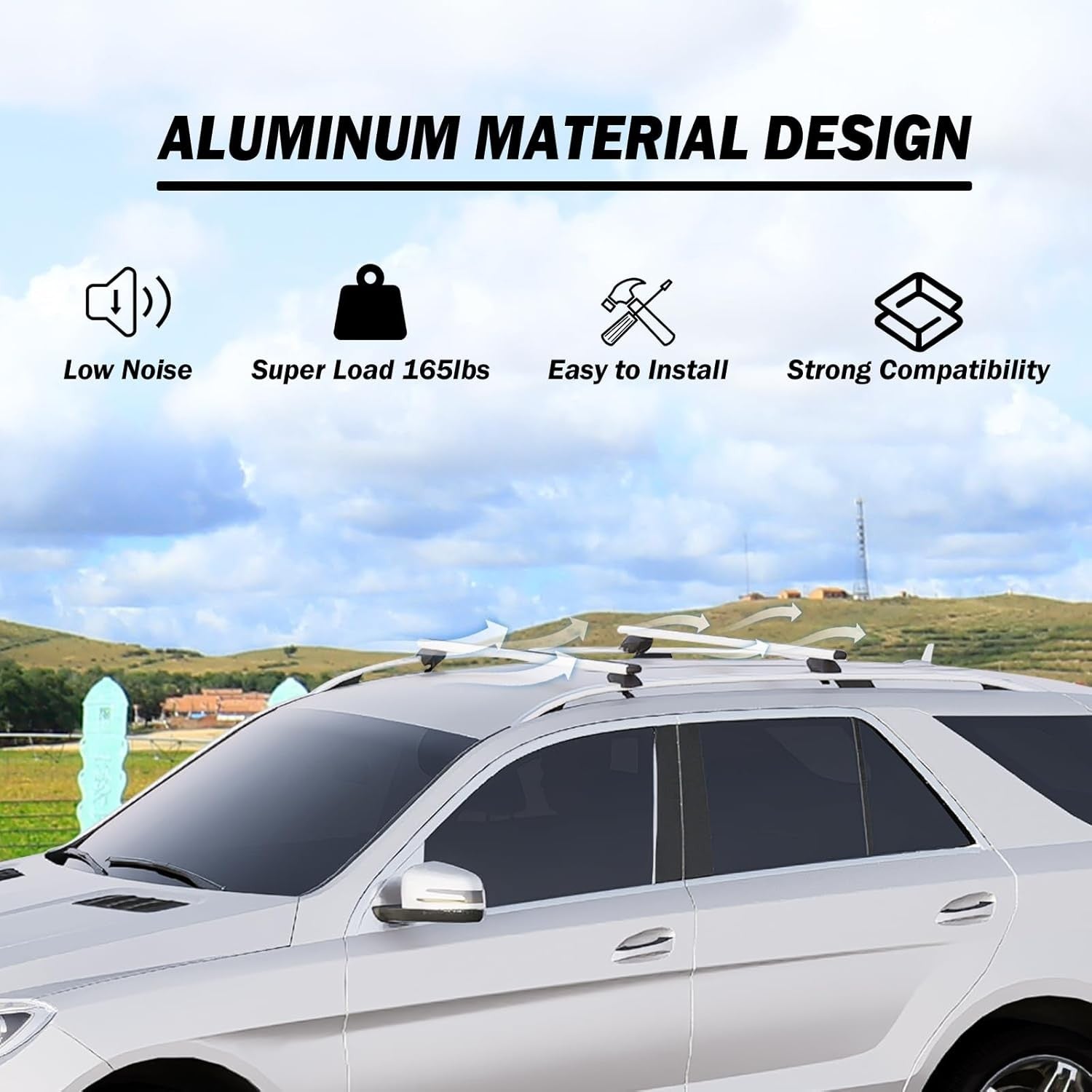 135cm Roof Rack Cross Bars, Adjustable Aluminum Roof Bars, Fits Most Existing Ra