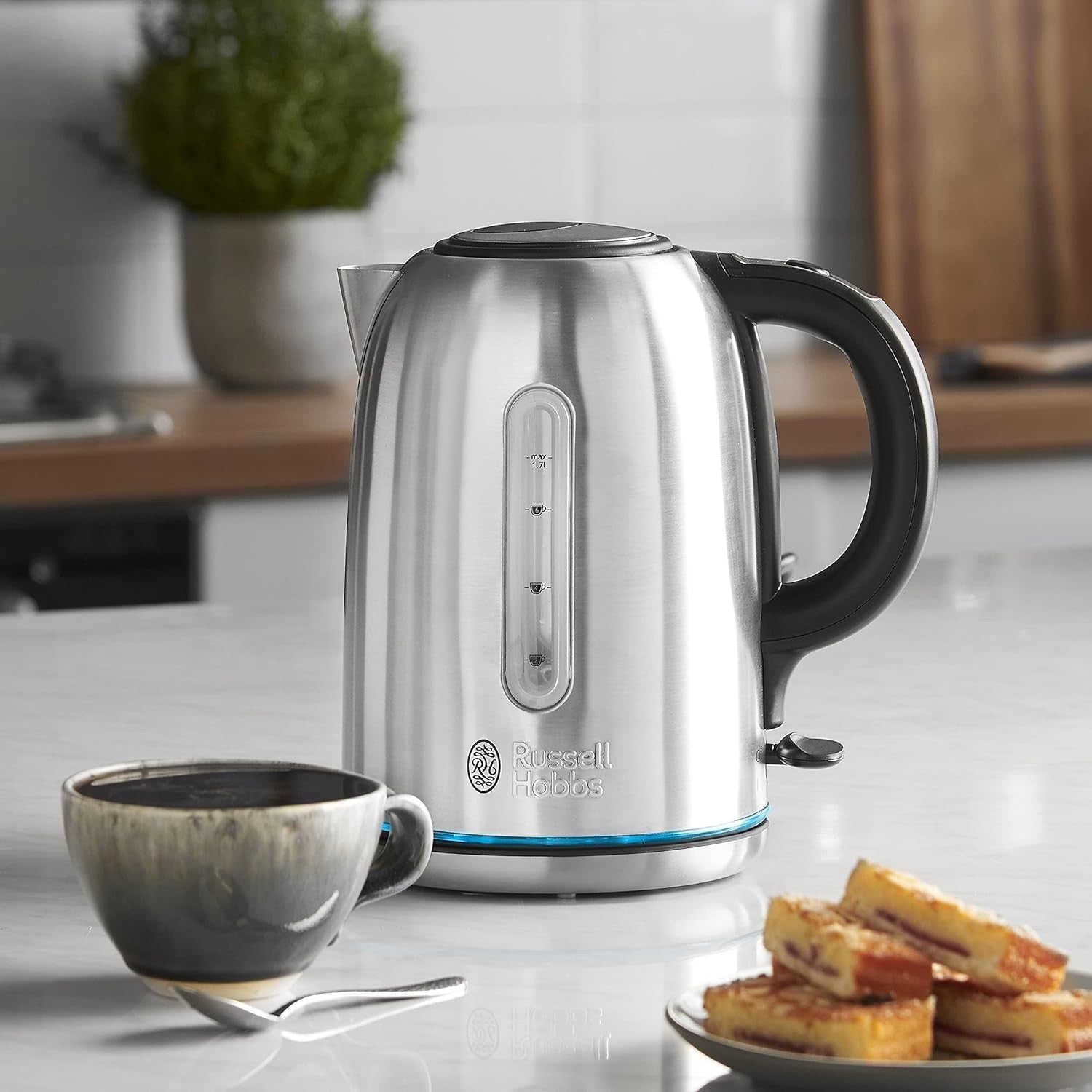 Electric Kettle Brushed Stainless Steel Russell Hobbs 1.7L Cordless Kettle