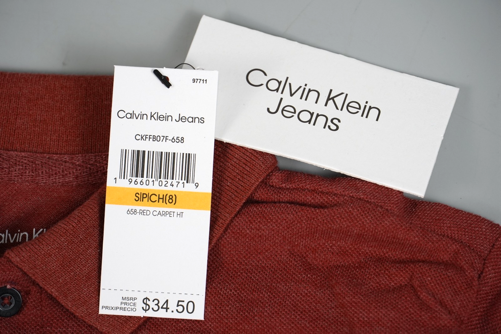 Calvin Klein Kids Polo T-Shirt Burgundy Red Size S (7–8 Years) Short Sleeve