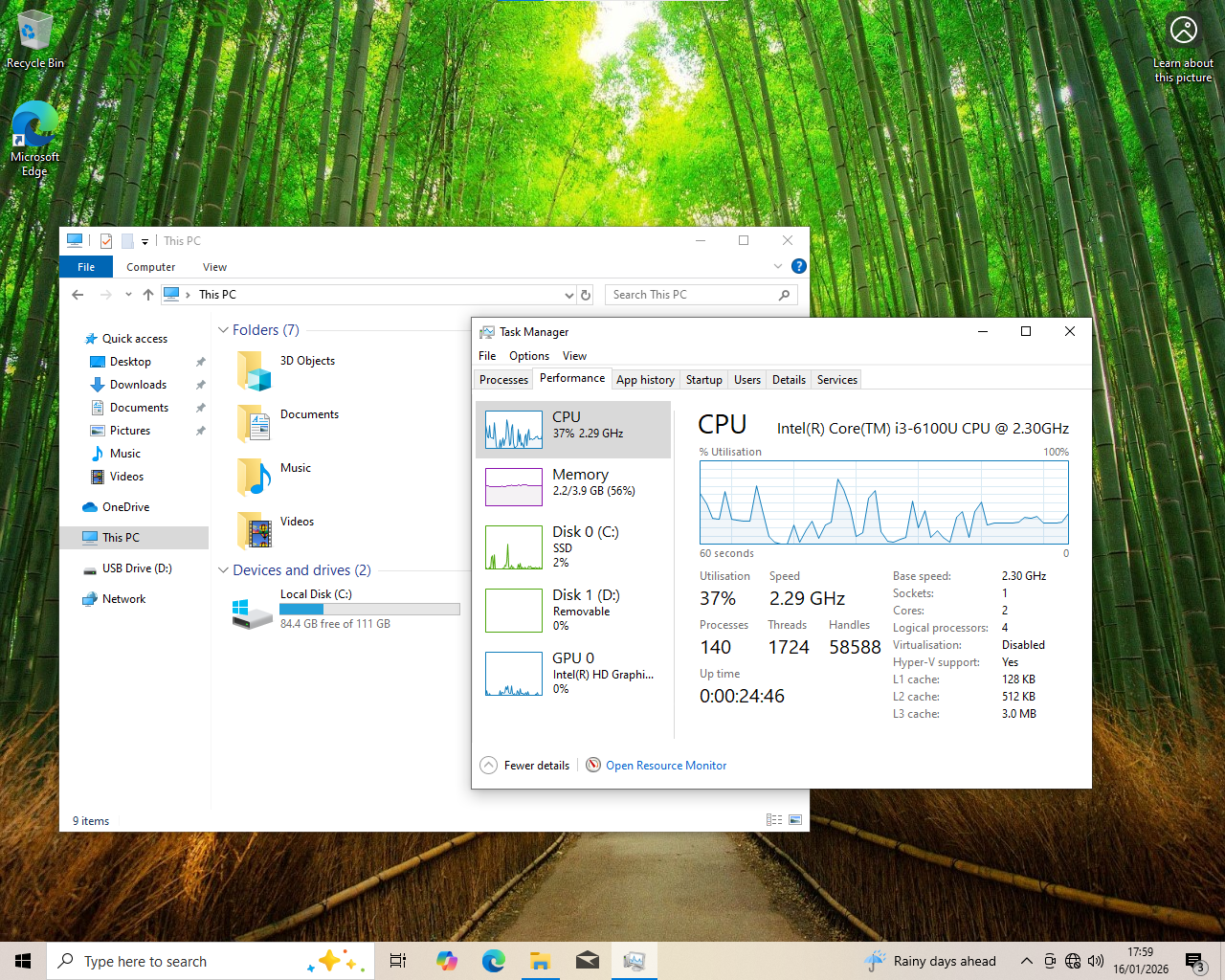 MiniPC HP 260 G2 Core i3 6100u 4x2.3GHz, 4GB Ram, 128GB SSD, Win 10 Home