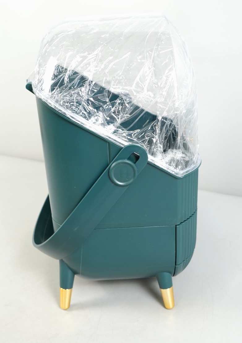 Elegant Makeup Storage Organiser Box Green with Drawers and Handle