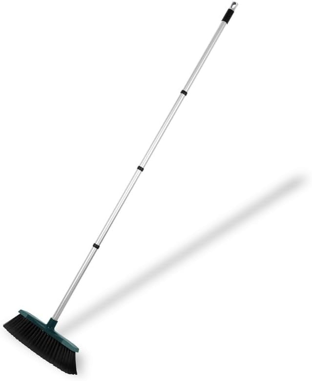 Heavy Duty Outdoor Garden Broom 30cm Soft Bristle Sweeping Brush Long Handle
