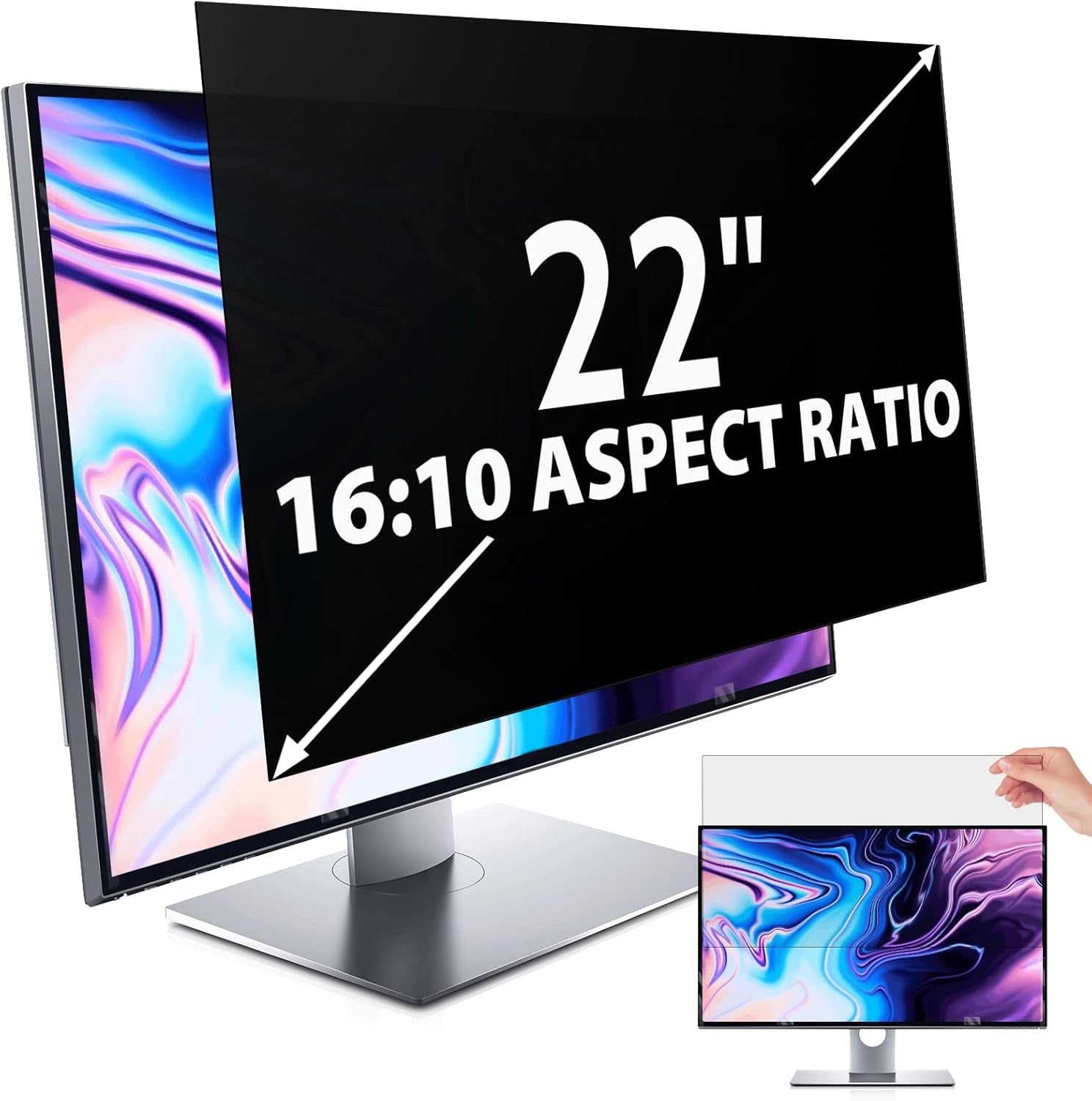 22in Privacy Screen Protector Anti Glare UV Blue Light PC Computer Monitor 16:10
