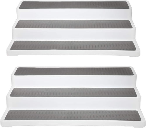 2 Pcs Spice Racks Organiser 3-Tier Kitchen Shelf Non-Slip Seasoning Shelf White