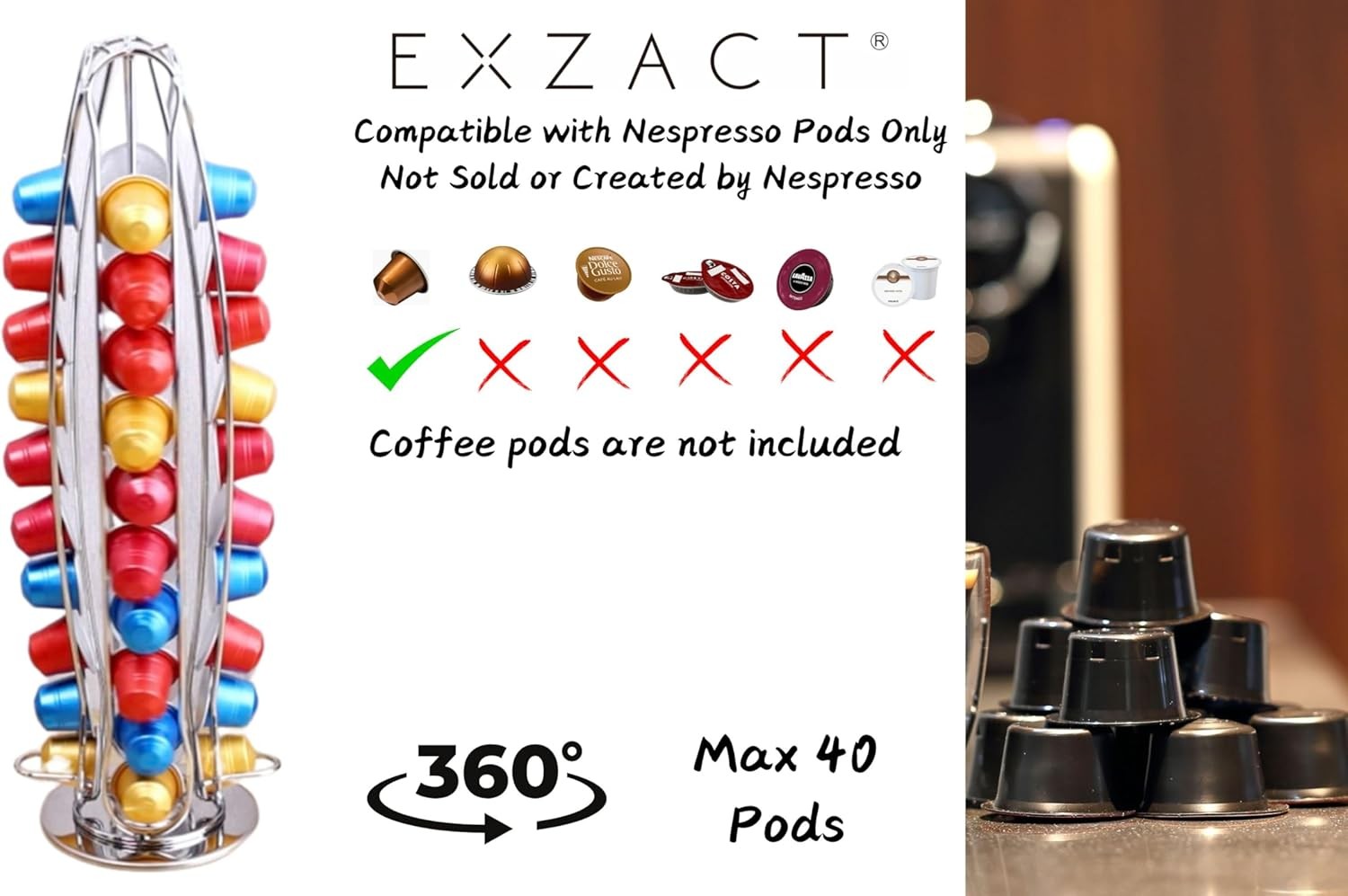 Coffee Capsule Holder Nespresso Silver Curve Steel