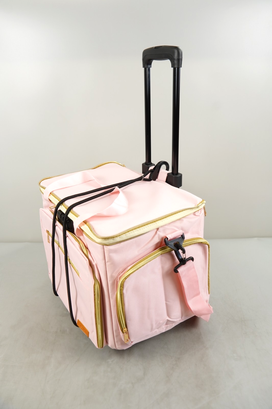 Teacher Bag On Wheels Fits 17" Laptop Detachable Trolley Anti Theft Lock Pink