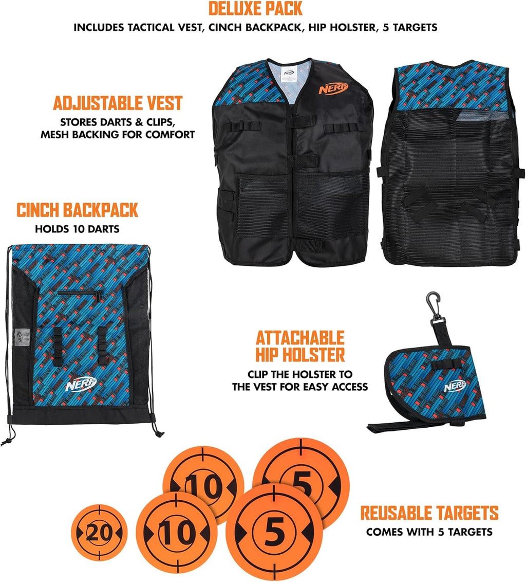 Nerf Tactical Gear Pack Deluxe Set Vest Hip-Holster Backpack Targets