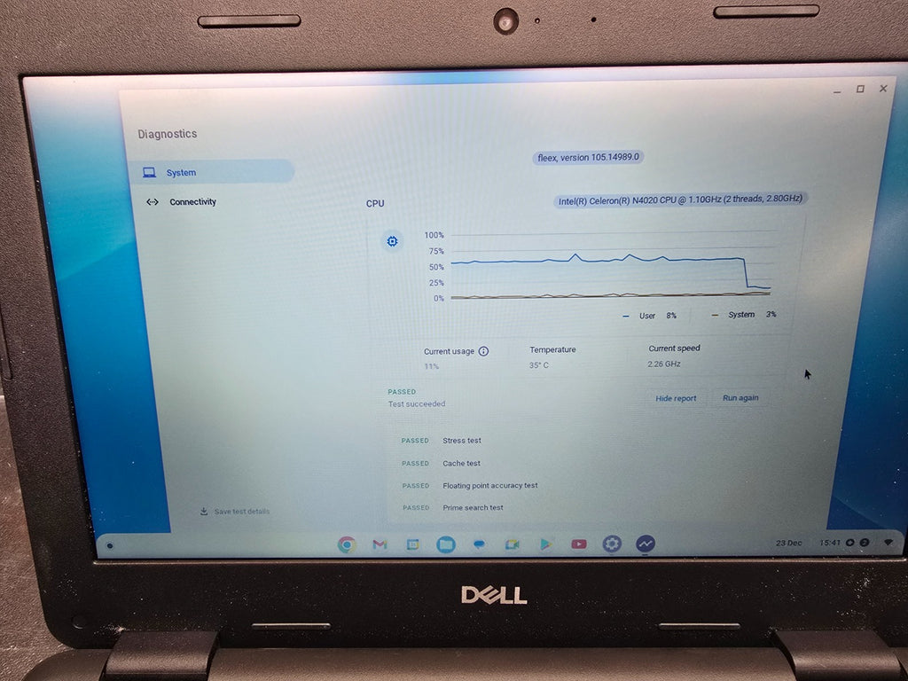 Laptop PC DELL Chromebook 3100 P29T Intel Celeron N4020 No Battery No Charger