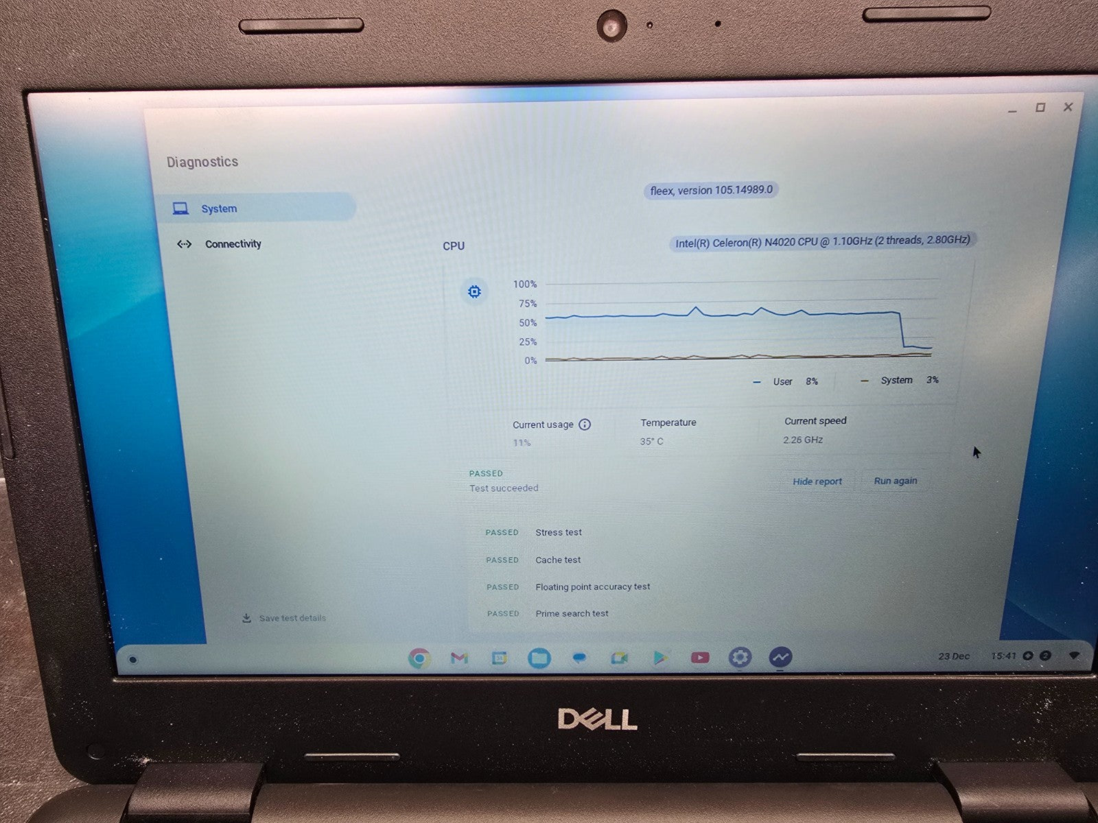 Laptop PC DELL Chromebook 3100 P29T Intel Celeron N4020 No Battery No Charger